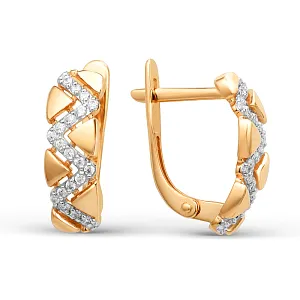 Серьги из красного золота с фианитами