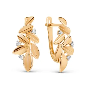 Серьги из красного золота с фианитами