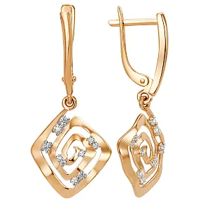 Серьги из красного золота с фианитами