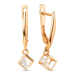 Серьги из красного золота с фианитами