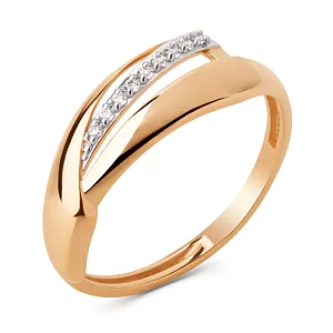 Кольцо из красного золота с фианитами