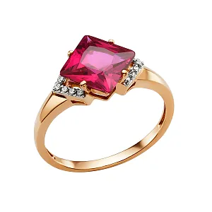 Кольцо из красного золота с корундом