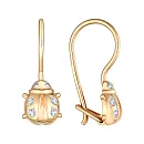 Серьги детские из красного золота с фианитами