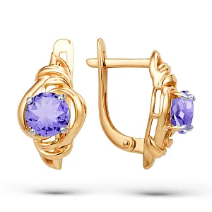 Серьги из красного золота с аметистами