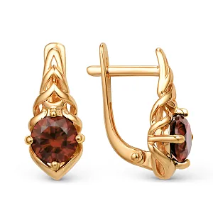 Серьги из красного золота с гранатами