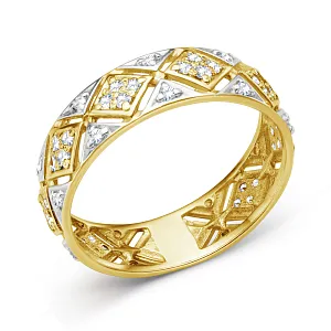 Кольцо из желтого золота с фианитами