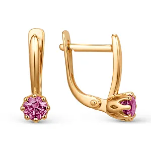 Серьги из красного золота с корундами