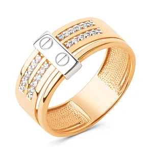 Кольцо из красного золота с фианитами