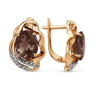 Серьги из красного золота с раухтопазами