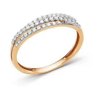 Кольцо из красного золота с фианитами