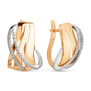 Серьги из красного золота с фианитами