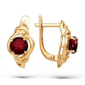 Серьги из красного золота с гранатами