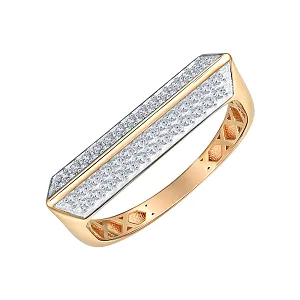 Кольцо из красного золота с фианитами