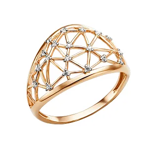 Кольцо из красного золота с фианитами