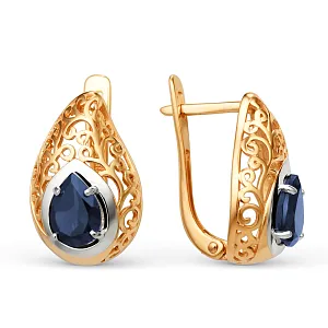 Серьги из красного золота с корундами