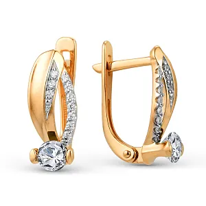 Серьги из красного золота с фианитами