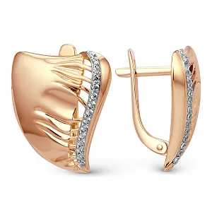 Серьги из красного золота с фианитами