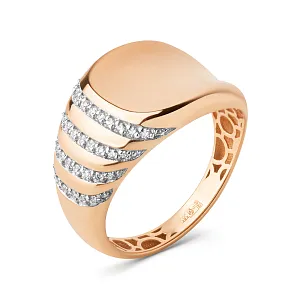 Кольцо из красного золота с фианитами