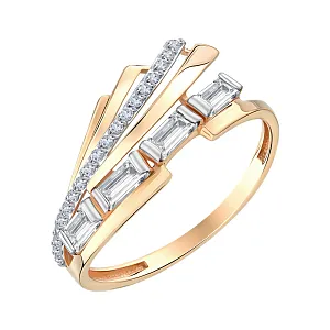 Кольцо из красного золота с фианитами