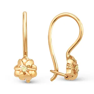 Серьги детские из красного золота