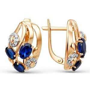 Серьги из красного золота с корундами