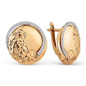 Серьги из красного золота с фианитами