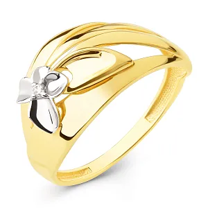 Кольцо из желтого золота с фианитом