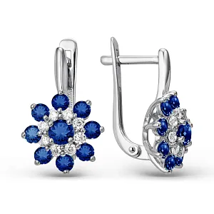 Серьги из белого золота с корундами