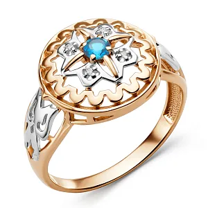 Кольцо из красного золота с swiss топазом