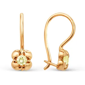 Серьги детские из красного золота