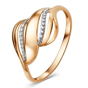 Кольцо из красного золота с фианитами