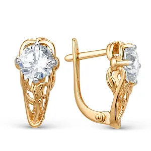 Серьги из красного золота с фианитами