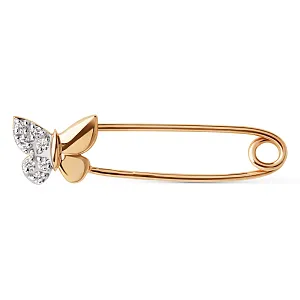 Булавка из красного золота с фианитами