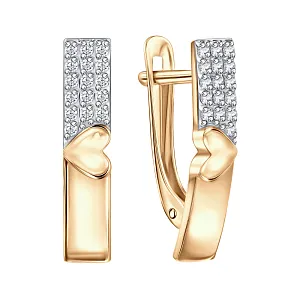 Серьги из красного золота с фианитами