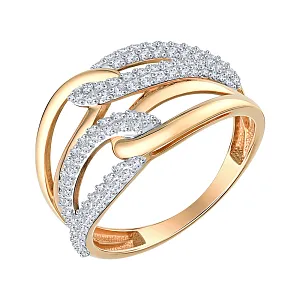 Кольцо из красного золота с фианитами