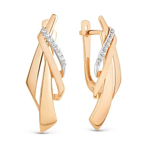 Серьги из красного золота с фианитами