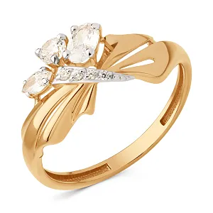 Кольцо из красного золота с фианитами