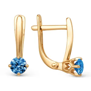 Серьги из красного золота с лондон топазами