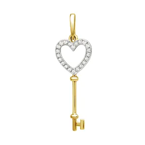 Подвеска из желтого золота с фианитами