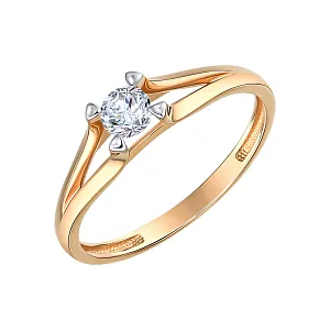 Кольцо из красного золота с бриллиантом