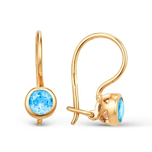 Серьги детские из красного золота с swiss топазами