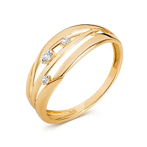 Кольцо из красного золота с фианитами