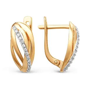 Серьги из красного золота с фианитами