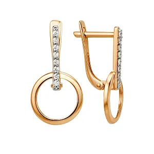 Серьги из красного золота с фианитами