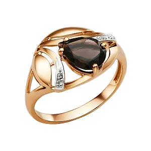 Кольцо из красного золота с раухтопазом
