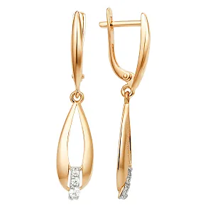 Серьги из красного золота с фианитами