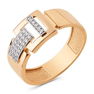 Кольцо из красного золота с фианитами