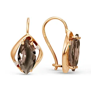 Серьги из красного золота с раухтопазами