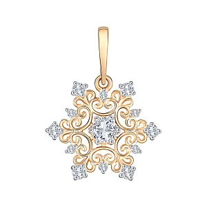 Подвеска из красного золота с фианитами