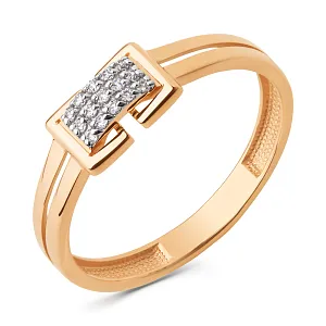 Кольцо из красного золота с фианитами